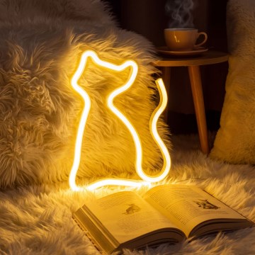 LED neonowa dekoracja stołowa LED/2W/3xAA USB kot