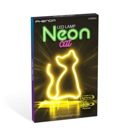 LED neonowa dekoracja stołowa LED/2W/3xAA USB kot