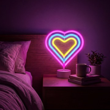 LED Neonowa dekoracja stołowa LED/2W/3xAA USB serce