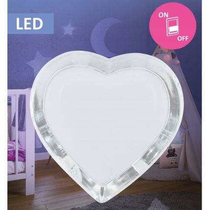 LED Nocne światło do gniazdka 0,4W/230V białe serce