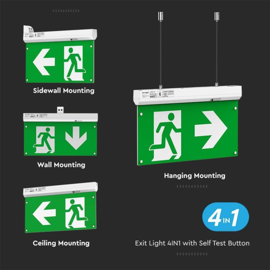 LED Oprawa awaryjna EMERGENCY EXIT LED/2,5W/230V 4w1 6000K