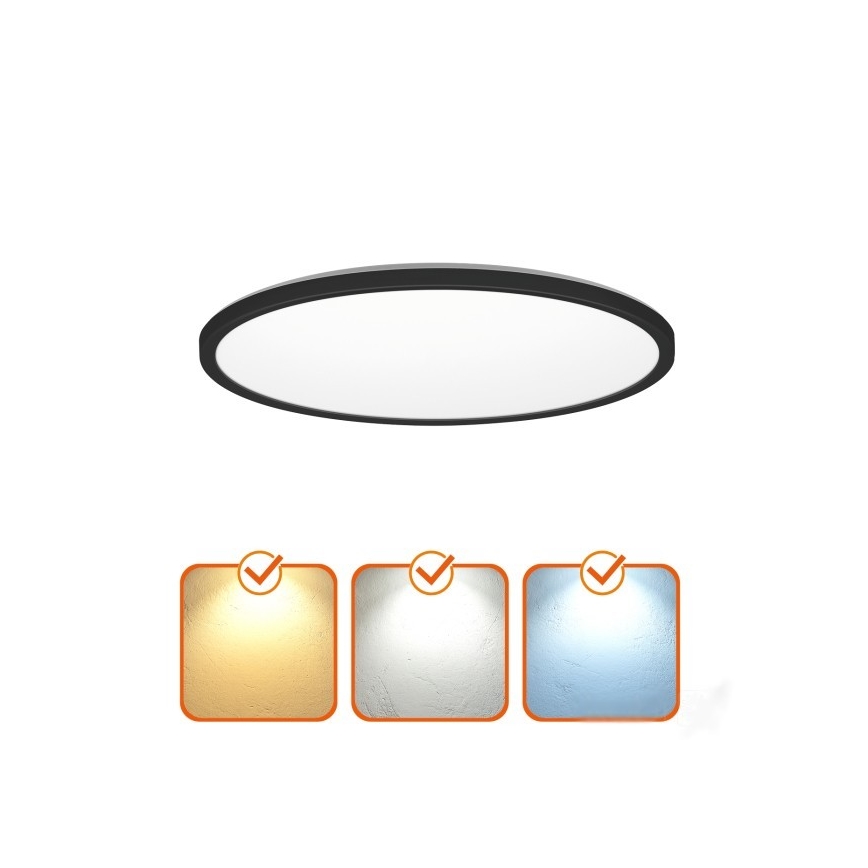 Oprawa łazienkowa LED z czujnikiem ruchu i zmierzchu NIVERA LED/12W/230V IP54 3000/4000/6000K Ø 22,5 cm czarna + pilot