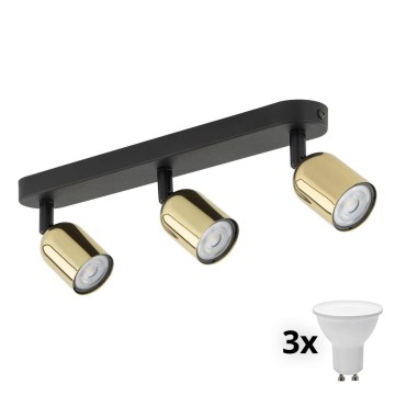 LED oprawa punktowa TOP 3xGU10/10W/230V czarna/złota