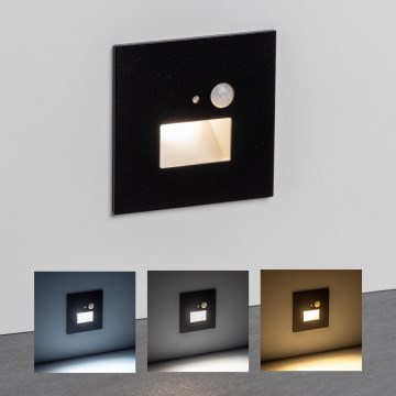 LED oprawa schodowa z czujnikiem ruchu i zmierzchu LED/1,5W/230V 3000/4000/6000K czarna