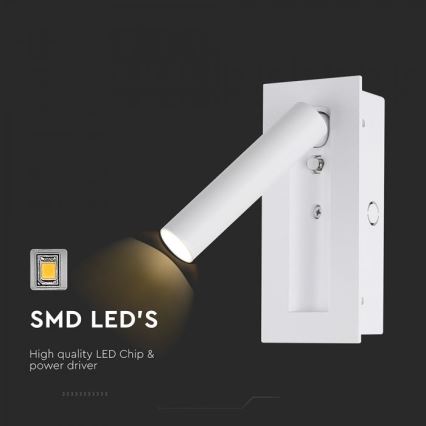 LED Oprawa ścienna punktowa LED/2W/230V 3000K biała