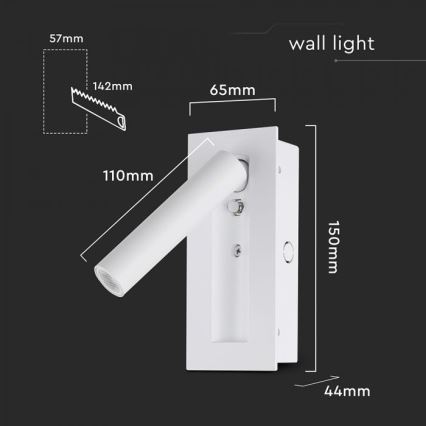 LED Oprawa ścienna punktowa LED/2W/230V 3000K biała