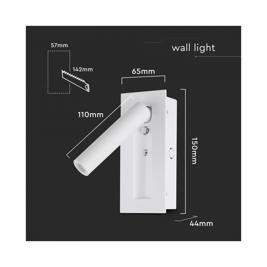 LED Oprawa ścienna punktowa LED/2W/230V 3000K biała