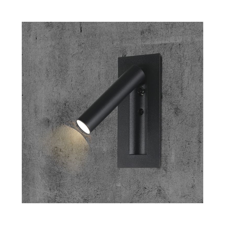 LED oprawa ścienna punktowa LED/2W/230V 3000K czarna