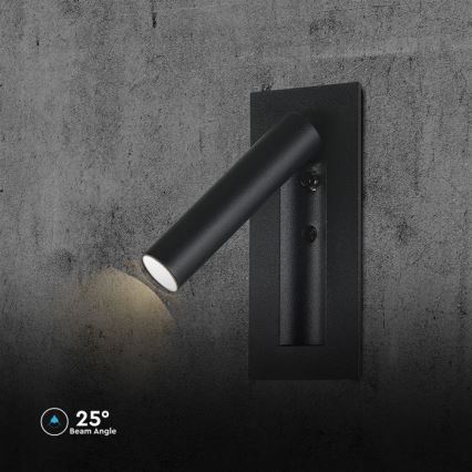LED oprawa ścienna punktowa LED/2W/230V 3000K czarna