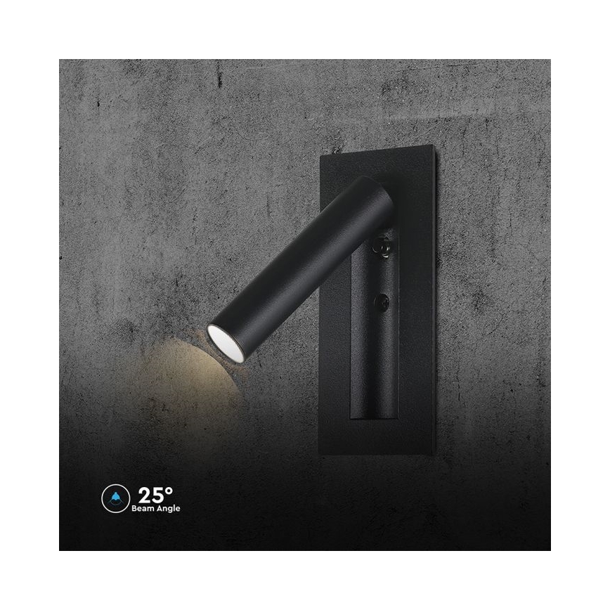 LED oprawa ścienna punktowa LED/2W/230V 3000K czarna