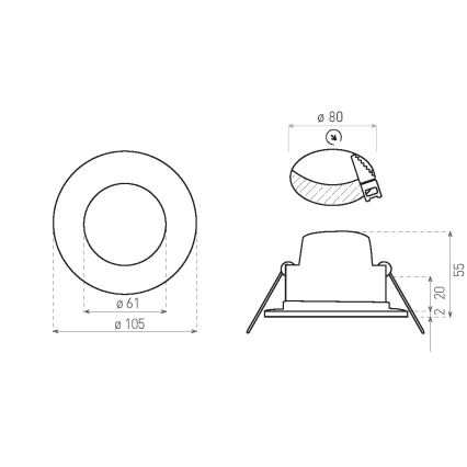 LED łazienkowa oprawa sufitowa wpuszczana BONO LED/8W/230V 3000K IP65 matowy chrom