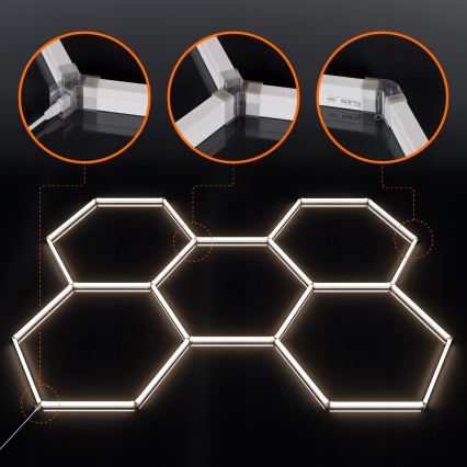 Oprawa sufitowa LED HEXAGON LED/240W/85-265V 4000K 298x209 cm CRI 90 IP44 biała