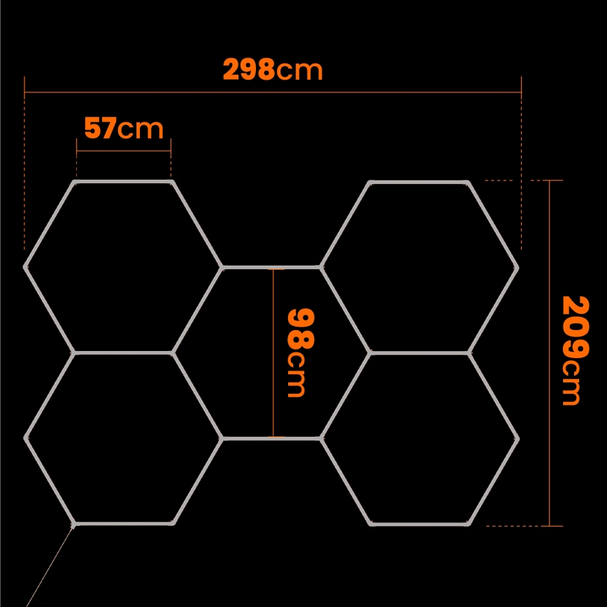 Oprawa sufitowa LED HEXAGON LED/240W/85-265V 4000K 298x209 cm CRI 90 IP44 biała