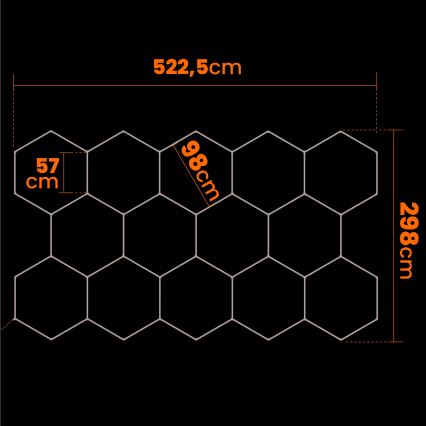 Lampa sufitowa LED HEXAGON LED/570W/85-265V 6500K 522x298 cm CRI 90 IP44 biała