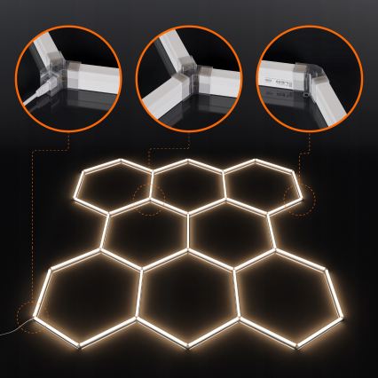Lampa sufitowa LED HEXAGON 570W/85-265V 6500K 522x298 cm CRI 90 IP54 biała