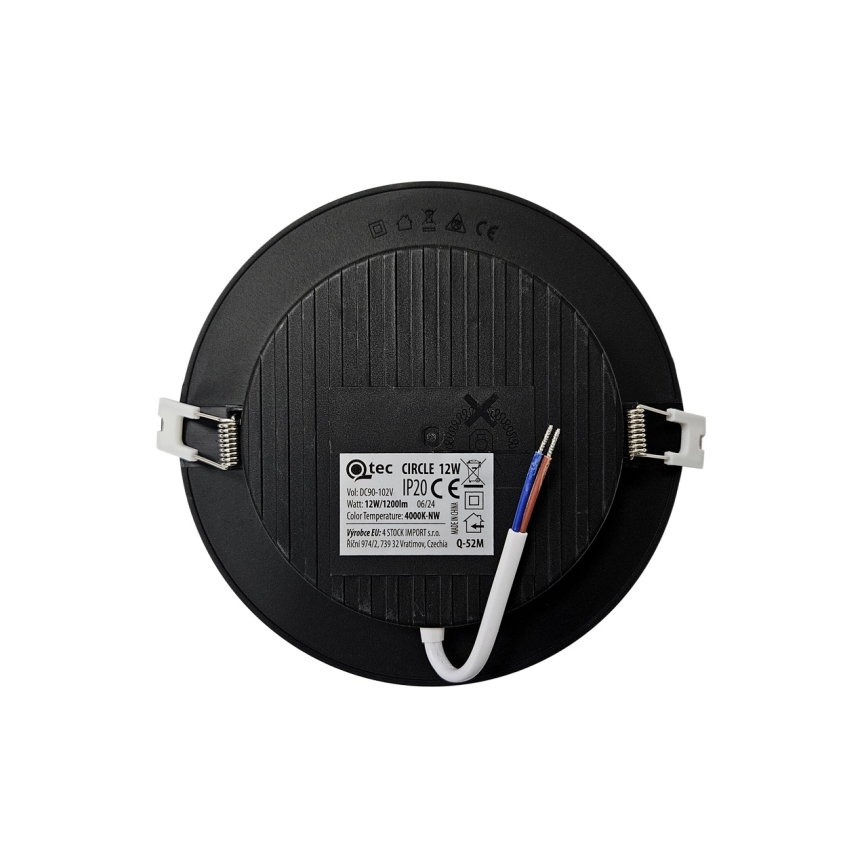 LED Oprawa wpuszczana CIRCLE LED/12W/230V 4000K śr. 17 cm czarny