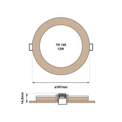 LED Oprawa wpuszczana CIRCLE LED/12W/230V 4200K śr. 16,7 cm brązowy
