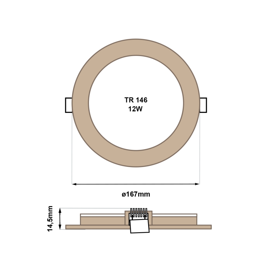 LED Oprawa wpuszczana CIRCLE LED/12W/230V 4200K śr. 16,7 cm brązowy