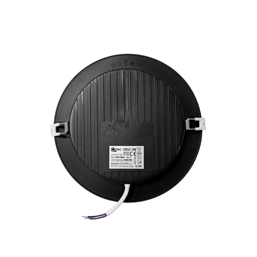 LED Oprawa wpuszczana CIRCLE LED/18W/230V 4000K śr. 22 cm czarny