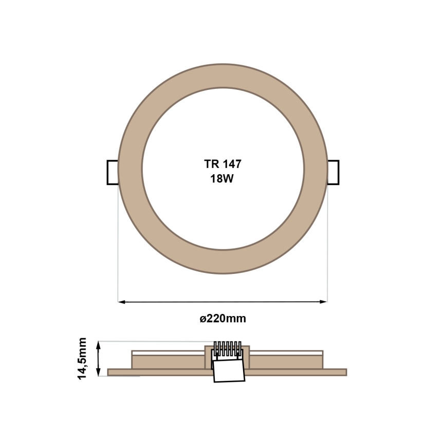 LED Oprawa wpuszczana CIRCLE LED/18W/230V 4200K śr. 22 cm brązowy