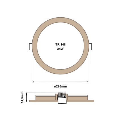 LED Oprawa wpuszczana CIRCLE LED/24W/230V 4200K śr. 29,6 cm brązowy