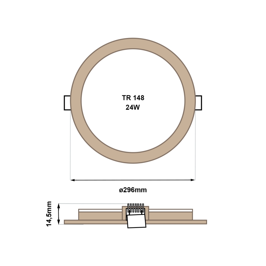 LED Oprawa wpuszczana CIRCLE LED/24W/230V 4200K śr. 29,6 cm brązowy