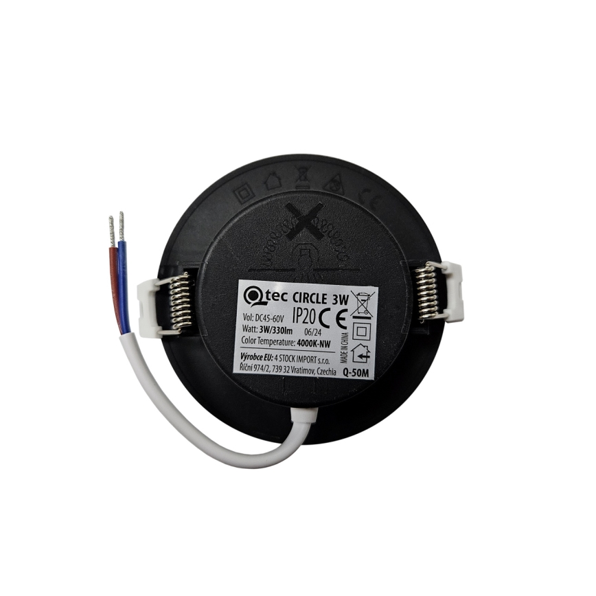 LED Oprawa wpuszczana CIRCLE LED/3W/230V 4000K śr. 9 cm czarny