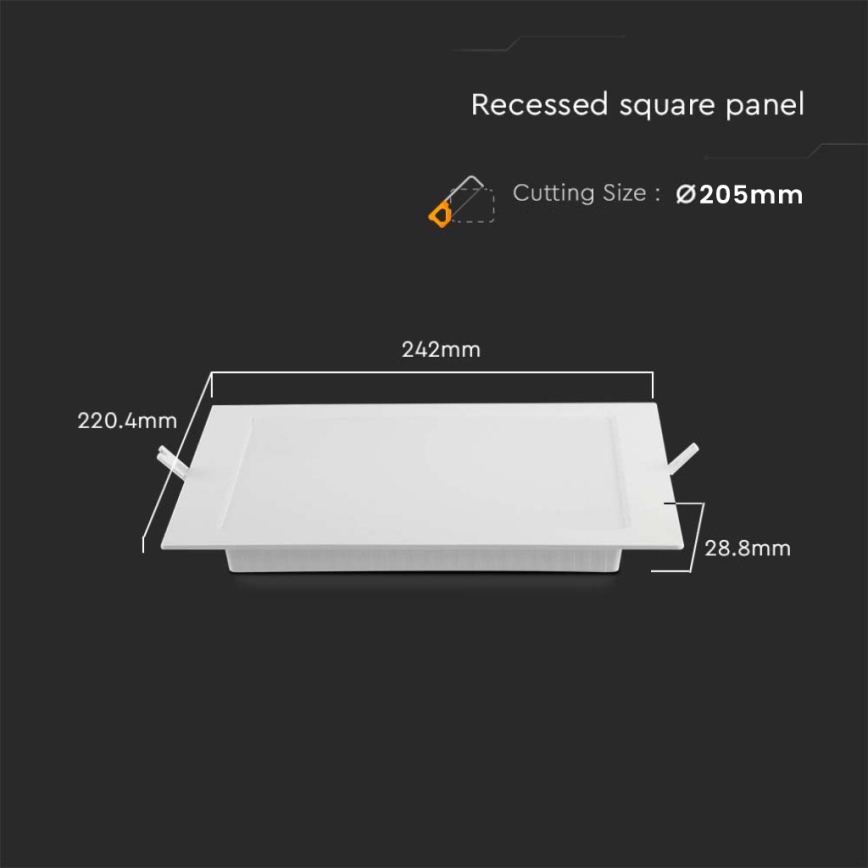 LED Oprawa wpuszczana LED/18W/230V 22x22 cm 4000K biały