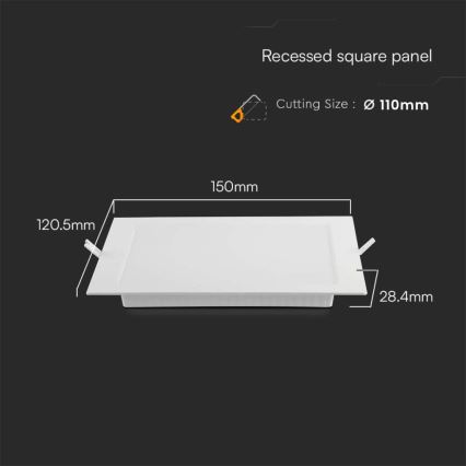 LED Oprawa wpuszczana LED/6W/230V 12x12 cm 6500K biały