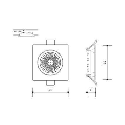 LED Oprawa wpuszczana LED/6W/230V 3000K 8,5x8,5 cm biała