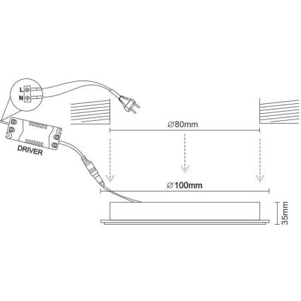 LED Oprawa wpuszczana LED/7,5W/230V 4000K biała/czarna