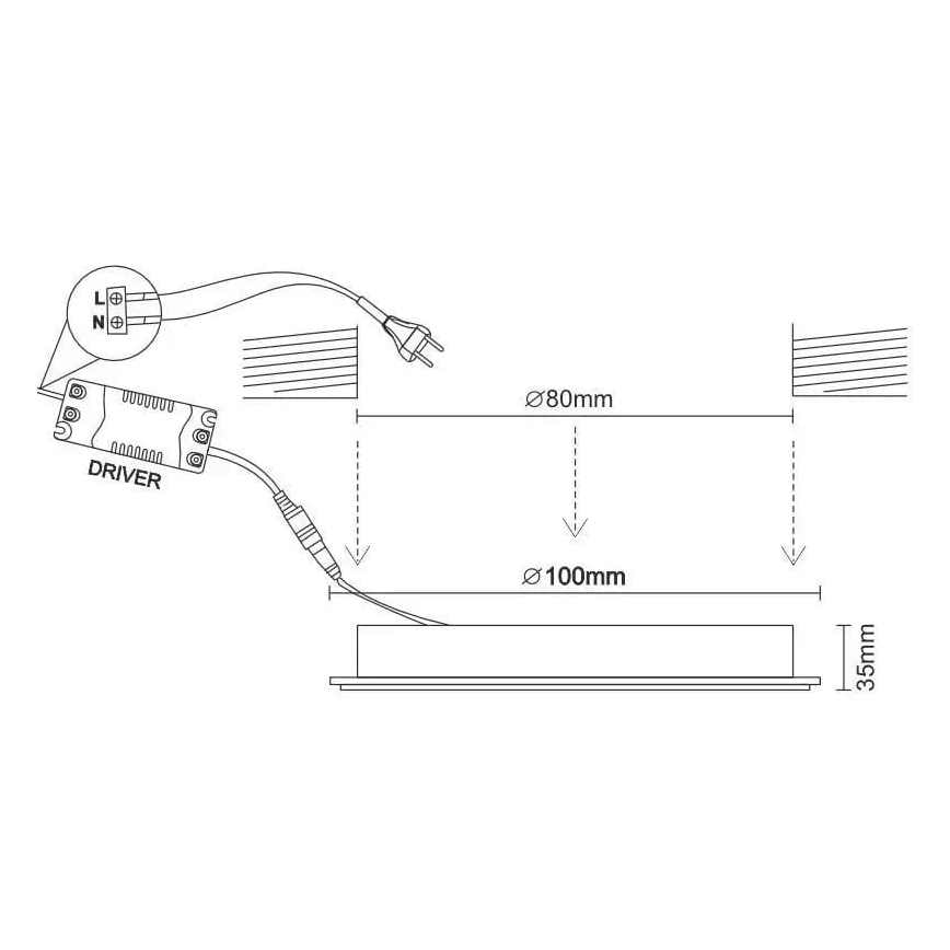 LED Oprawa wpuszczana LED/7,5W/230V 4000K biała/czarna