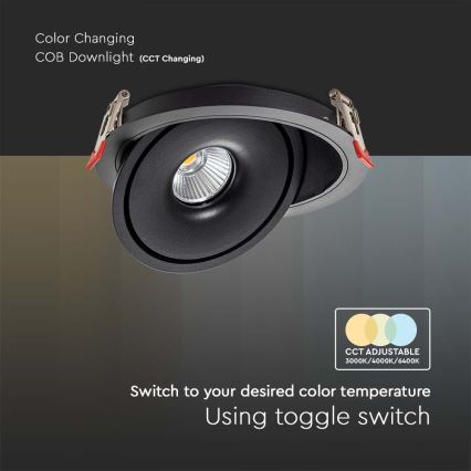 LED Oprawa wpuszczana punktowa LED/12W/230V 3000/4000/6400K śr. 12 cm czarny