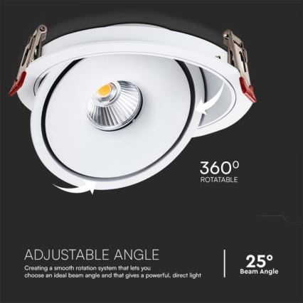 LED Oprawa wpuszczana punktowa LED/28W/230V 3000/4000/6400K śr. 20 cm biały