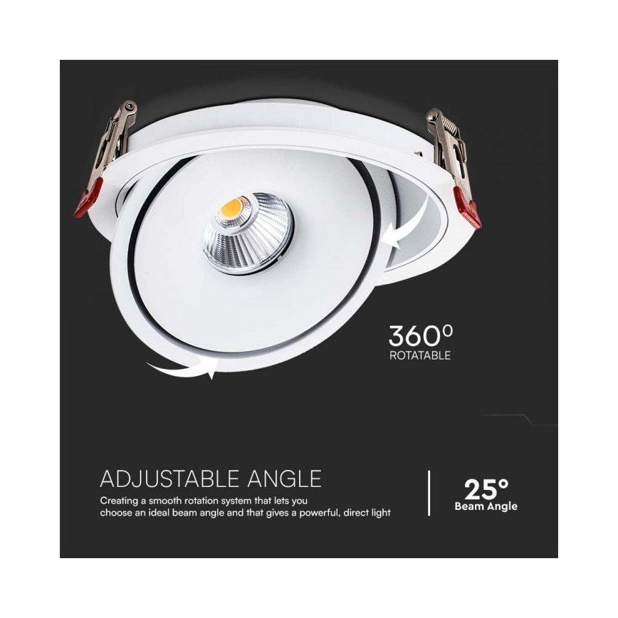 LED Oprawa wpuszczana punktowa LED/28W/230V 3000/4000/6400K śr. 20 cm biały