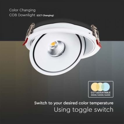 LED Oprawa wpuszczana punktowa LED/28W/230V 3000/4000/6400K śr. 20 cm biały