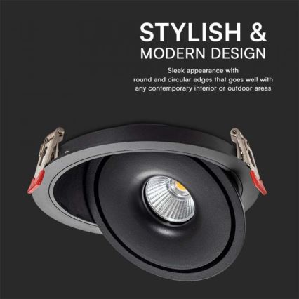 LED Oprawa wpuszczana punktowa LED/28W/230V 3000/4000/6400K śr. 20 cm czarny
