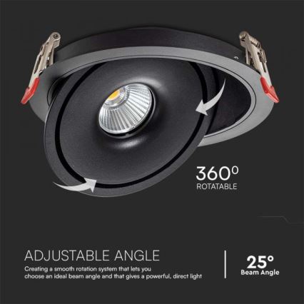 LED Oprawa wpuszczana punktowa LED/28W/230V 3000/4000/6400K śr. 20 cm czarny