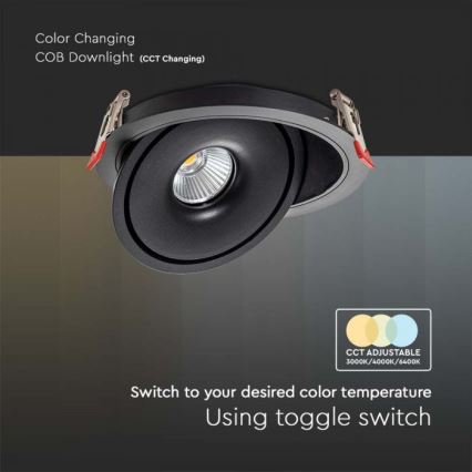 LED Oprawa wpuszczana punktowa LED/28W/230V 3000/4000/6400K śr. 20 cm czarny