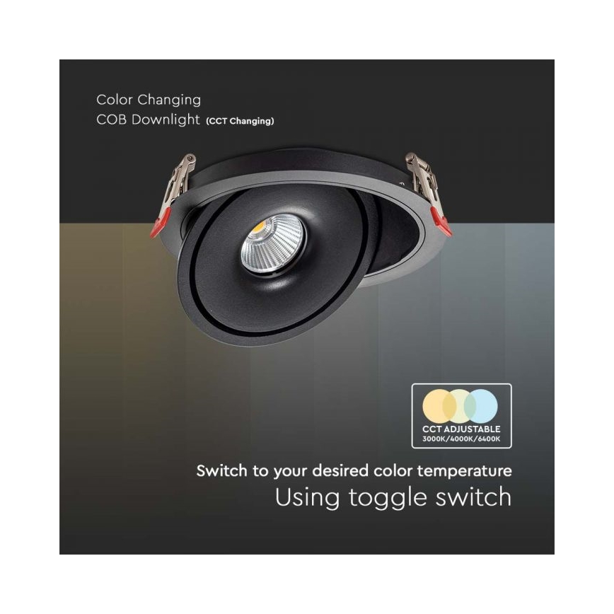 LED Oprawa wpuszczana punktowa LED/28W/230V 3000/4000/6400K śr. 20 cm czarny