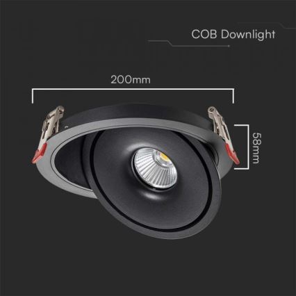 LED Oprawa wpuszczana punktowa LED/28W/230V 3000/4000/6400K śr. 20 cm czarny