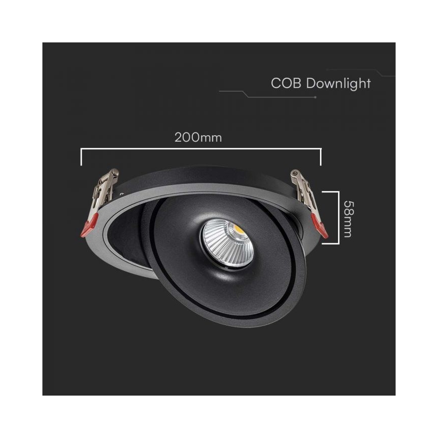 LED Oprawa wpuszczana punktowa LED/28W/230V 3000/4000/6400K śr. 20 cm czarny