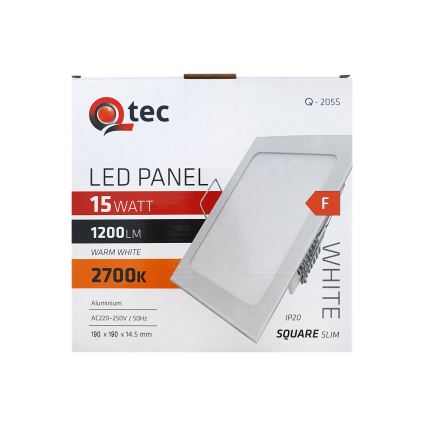 LED Oprawa wpuszczana QTEC LED/15W/230V 2700K 19x19 cm