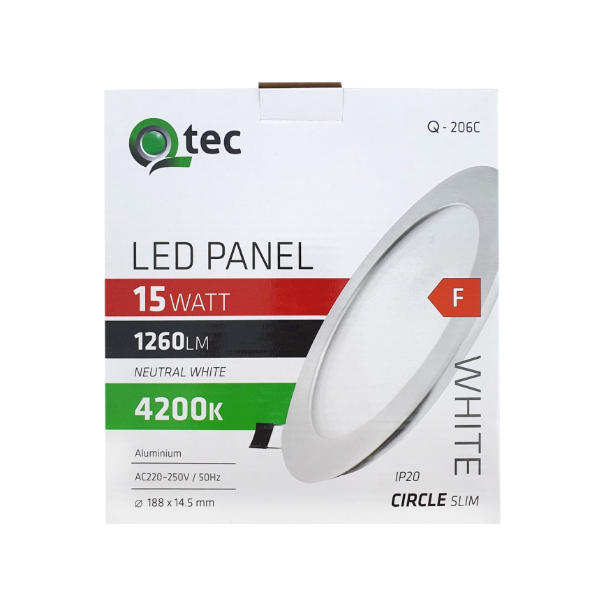 LED Oprawa wpuszczana QTEC LED/15W/230V 4200K śr. 18,8 cm