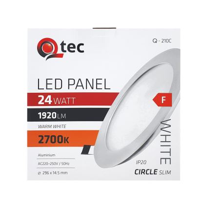 LED Oprawa wpuszczana QTEC LED/24W/230V 2700K śr. 29,6 cm