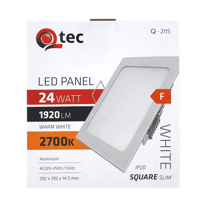 LED Oprawa wpuszczana QTEC LED/24W/230V 2700K 29,2x29,2 cm