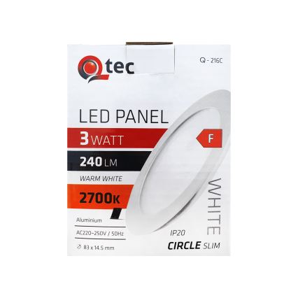 LED Oprawa wpuszczana QTEC LED/3W/230V 2700K śr. 8,3 cm