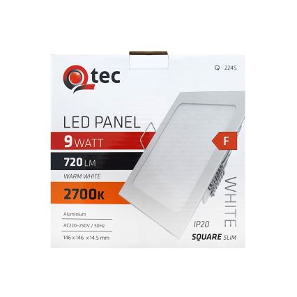 LED Oprawa wpuszczana QTEC LED/9W/230V 2700K 14,6x14,6 cm