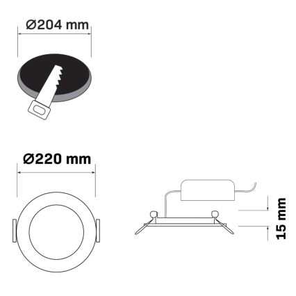 LED Oprawa wpuszczana RIGEL LED/14W/230V 4000K śr. 22 cm czarne