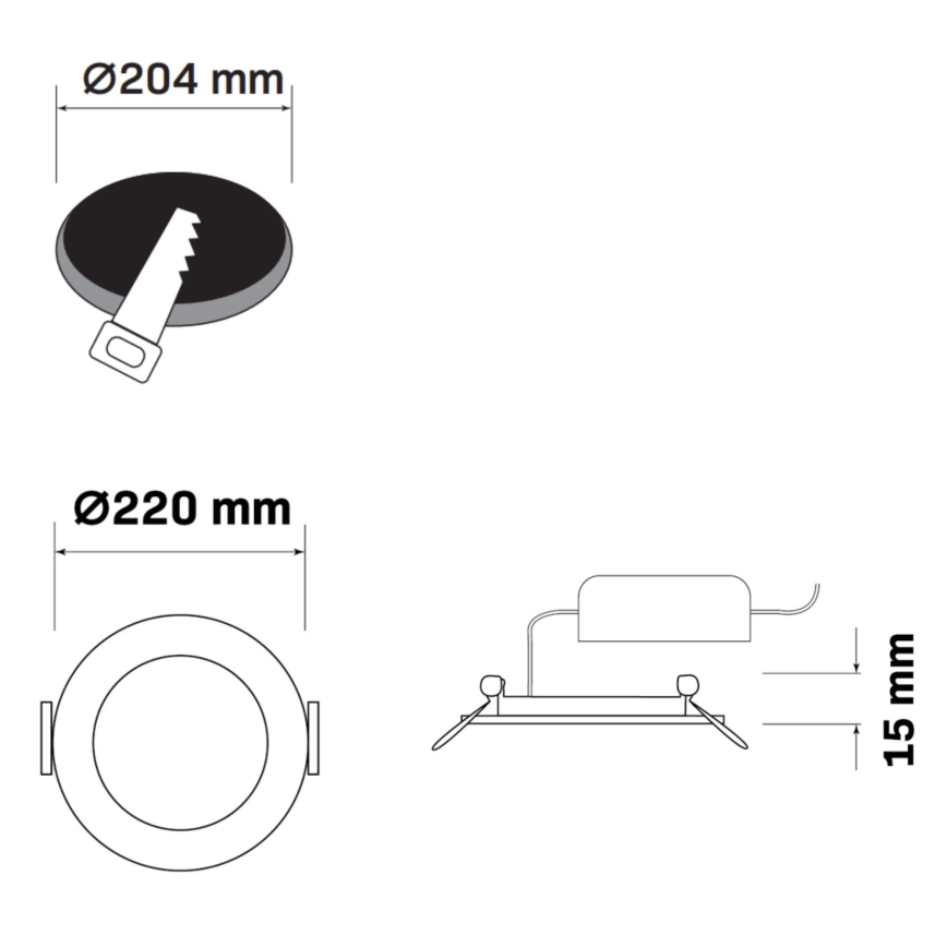 LED Oprawa wpuszczana RIGEL LED/14W/230V 4000K śr. 22 cm czarne
